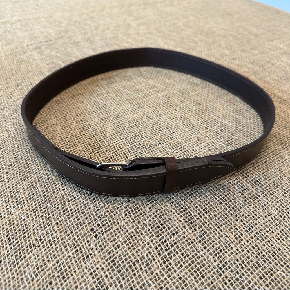 Dark Brown Thick Leather Belt with hidden buckle High Quality Leather